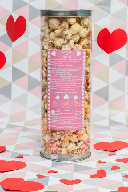 Cilindro Palomitas Corazon de Nápoles (Chocolate, Fresas con crema & Vainilla)