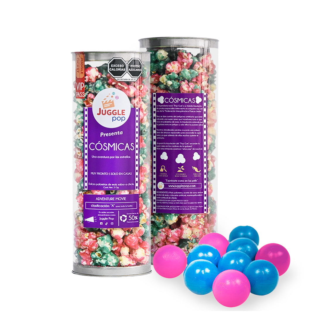 Pops Azul Chicle Cilindro Palomitas Cósmicas (Chicle) – Juggle Pop