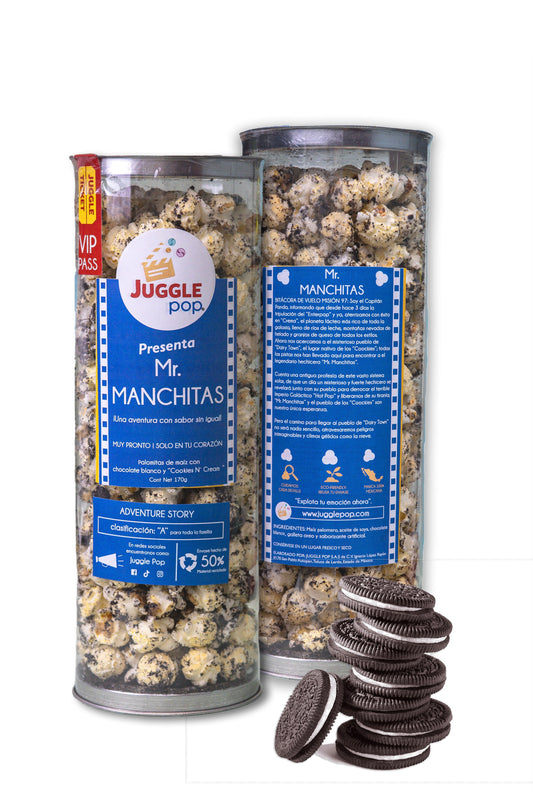 Cilindro Palomitas Mr. Manchitas (Chocolate Blanco y "Cookies N- Cream”)