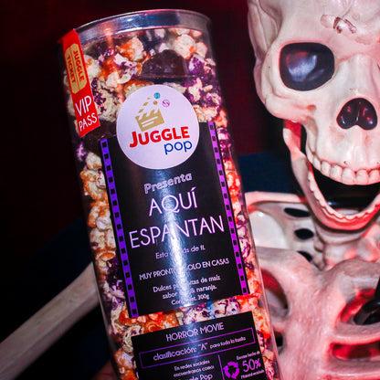 Cilindro Palomitas Aqui Espantan (Uva y Naranja con calaveritas de chocolate)